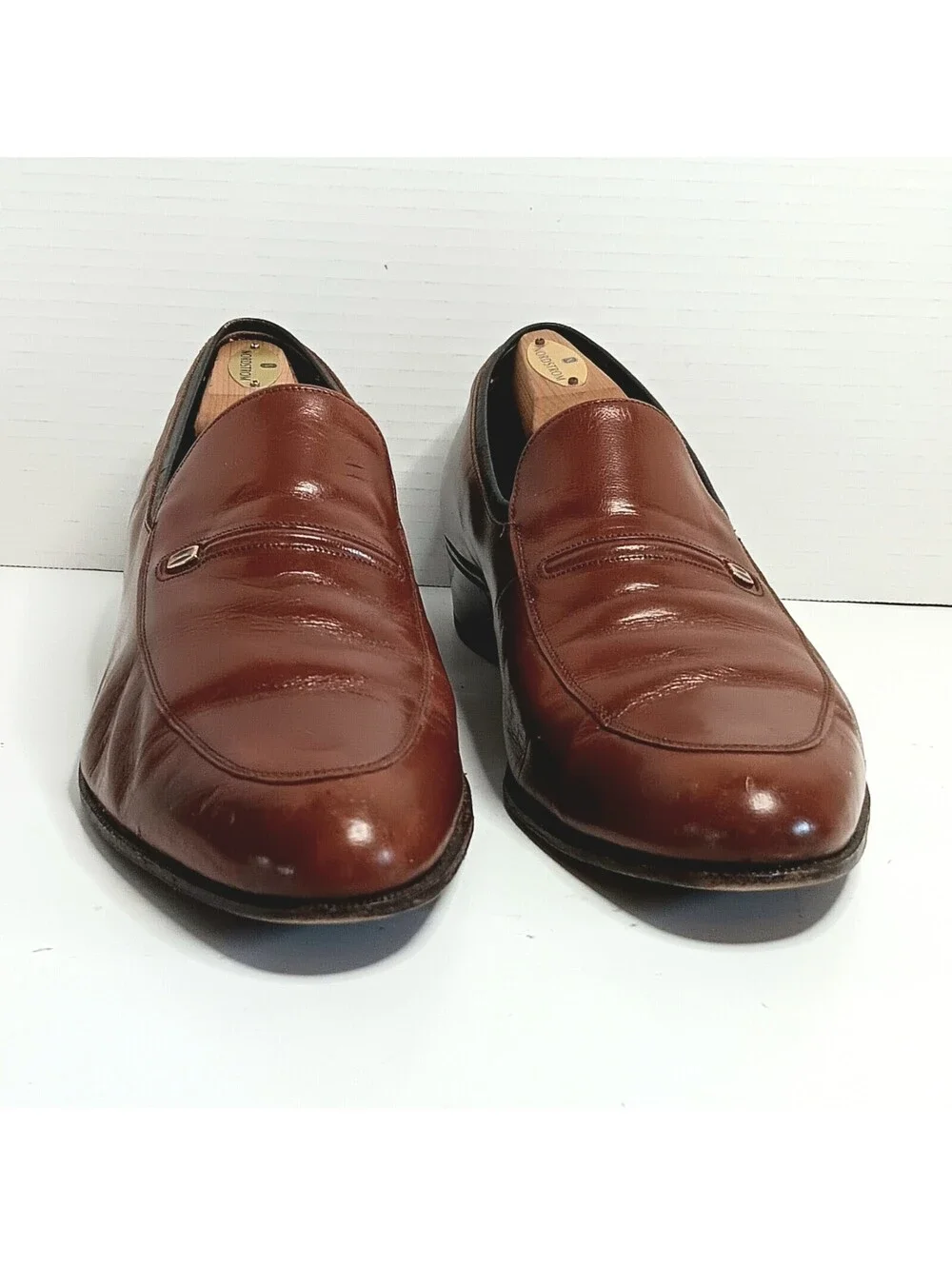 Vintage Florsheim Designer Collection Cognac Leather Slip On Loafers Men’s 12D